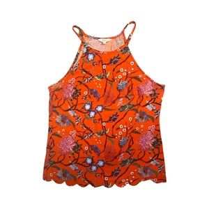 Red Floral tank top with open fly Away back by Candie’s. Size Medium